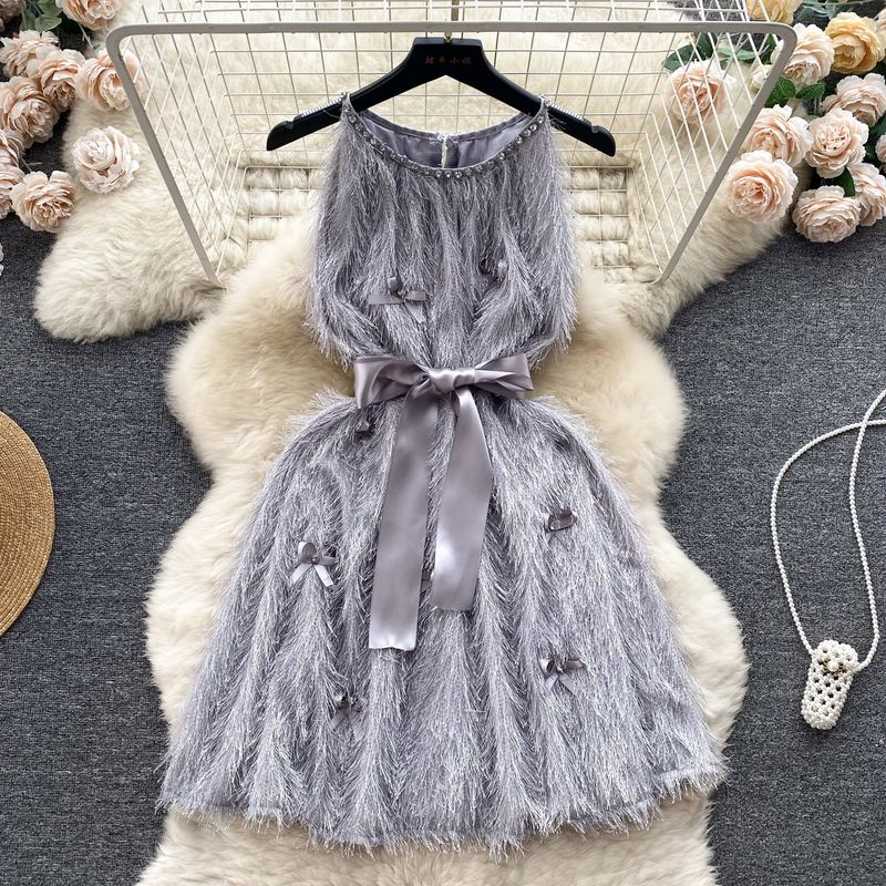 

Французское платье летнее облегающее на день рождения халтер Grey All yards