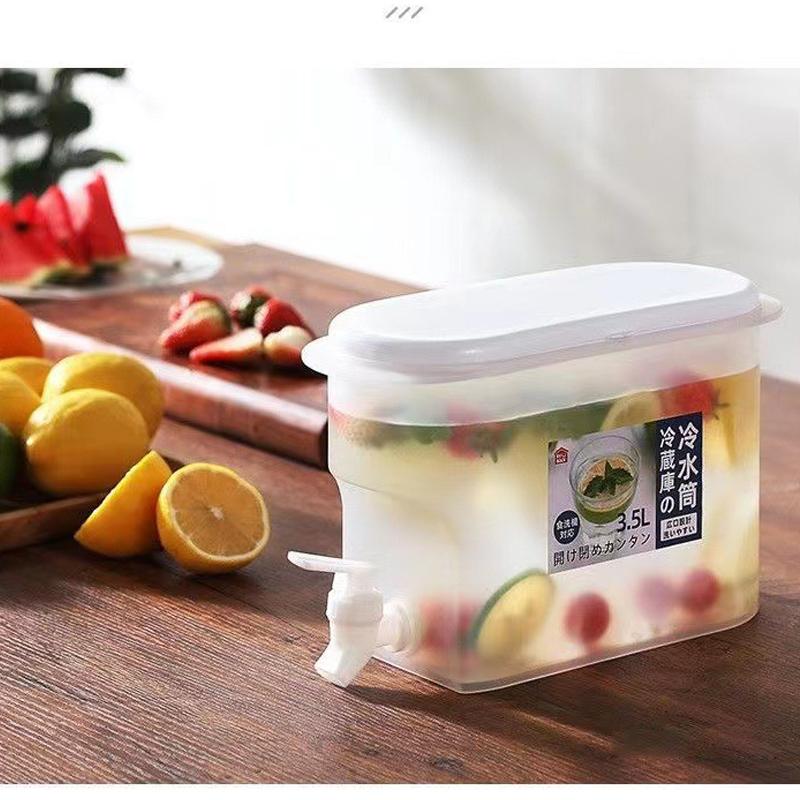 3.5L Water Drink Bucket Beverage Dispenser with Faucet Refrigerator Cold Kettle