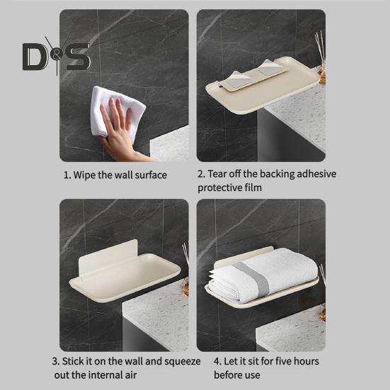 Raft de depozitare montat pe perete Organizator pentru baie Tavă Rezistent la sarcină Pliabil Tavă de depozitare Suport pentru prosoape