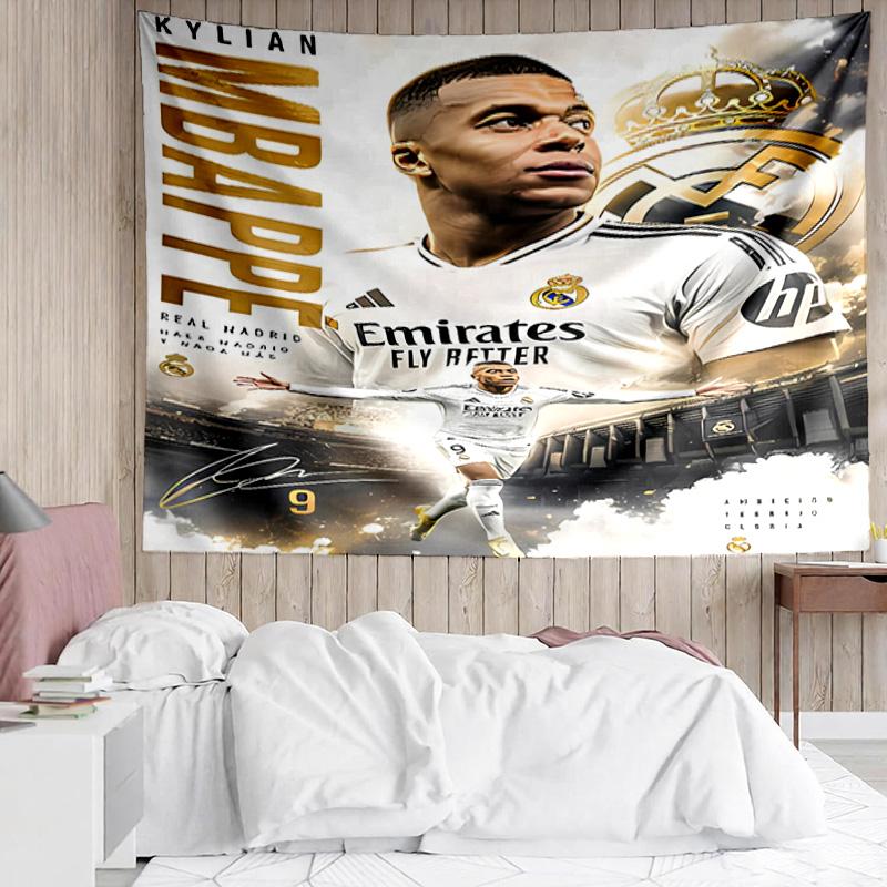 Kylian Mbappé Tapestry for Bedroom Aesthetic Classroom Tapestries Wall Hanging for Living Room Dorm Office,Ideal Creative Gift
