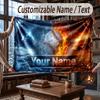 Fantasy Magic Theme Throw Blanket Custom Name Text Personalized Blanket Soft Cozy Blanket for Home Sofa Bed