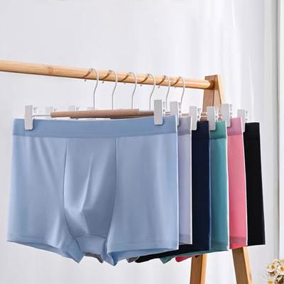Herren-Unterhose, einfarbig, weich, mittlere Taille, elastisch, nahtlos, dünn, glatt, antiseptisch, feuchtigkeitsableitend, U-konvexer Pounch, schnell trocknend, Herren-Boxer-Unterwäsche