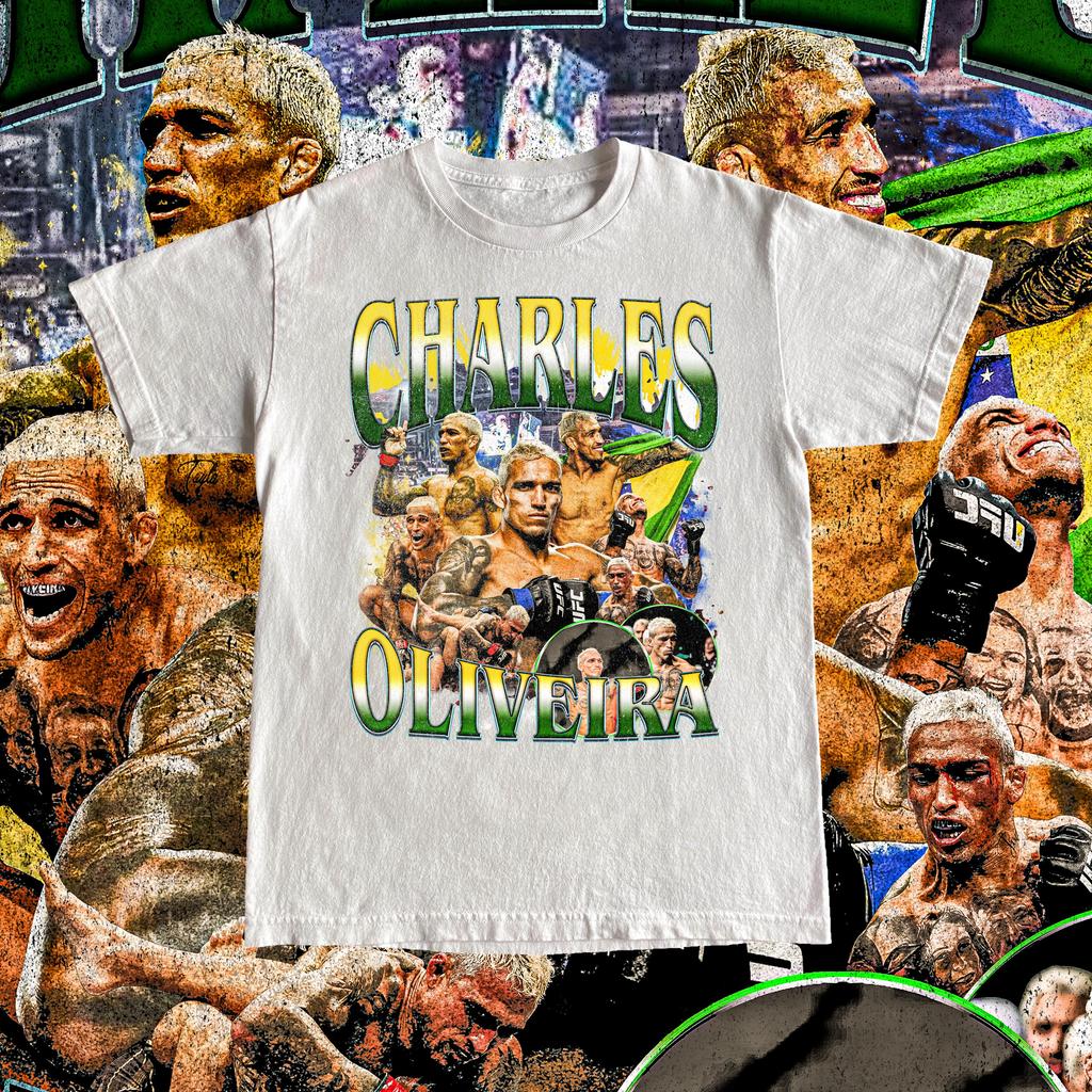 2026 Summer UFC Charles Oliveira Fighting Graphic Tshirt Women Sports Cotton Short Sleeve Loose Leisure Fitness Shirt Unisex