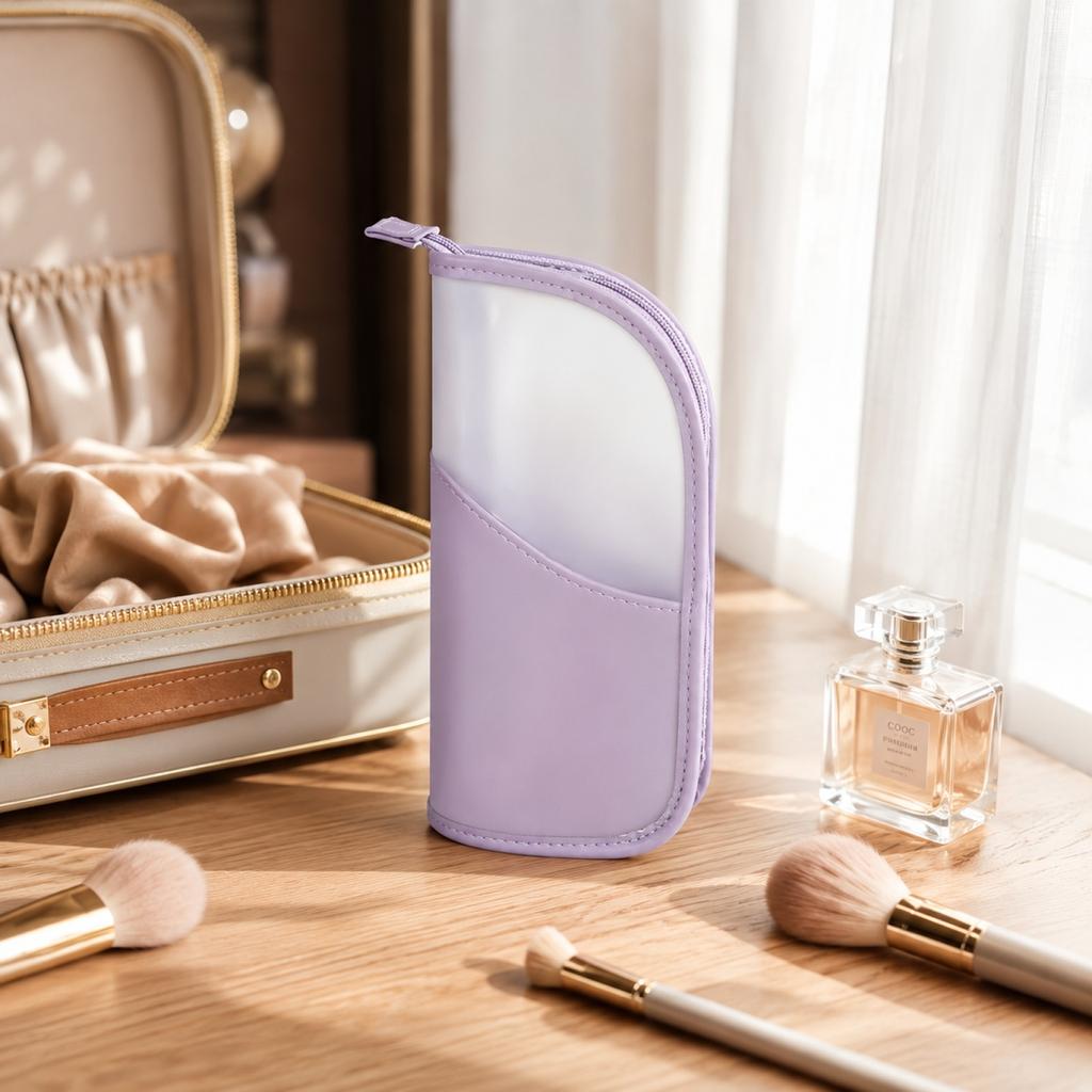 Make-up-Pinsel-Aufbewahrungstasche mit Reißverschluss Transparente Fronttasche Kompaktes Design Reise-Make-up-Organizer-Etui für Kosmetikpinsel und -werkzeuge