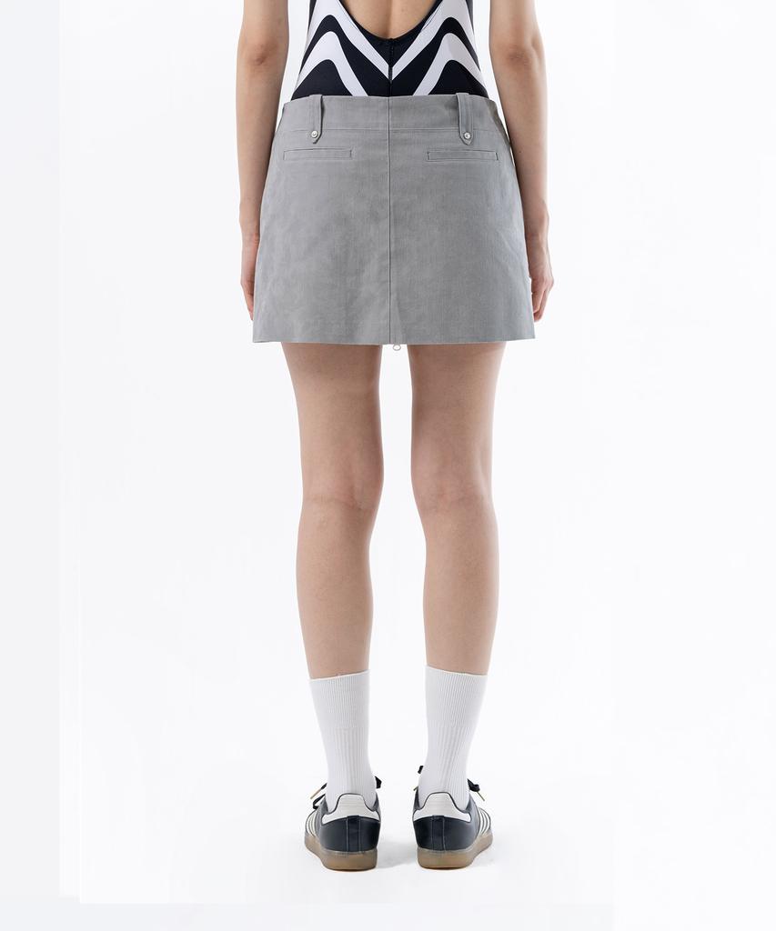Deogdaibeu Front Zipper Mini Skirt Grey