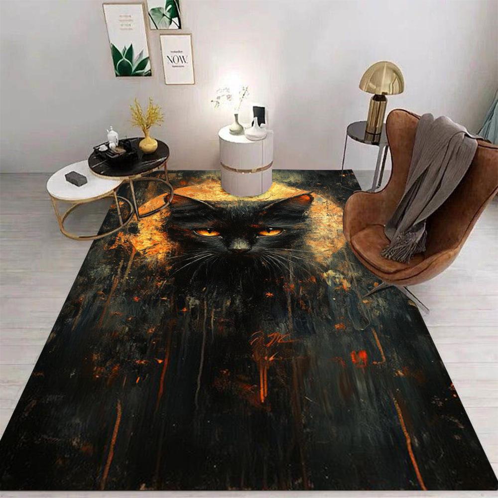 1pc Black Cat and Abstract Graffiti Background Theme Carpet Street Graffiti Carpet Carpets for Living Room Home Accessories