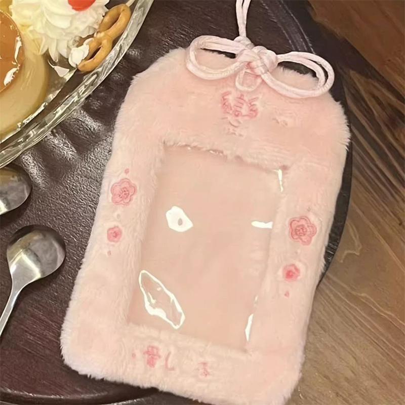 Cute Four-Leaf Clover Cherry Blossoms Card Cover Campus Bus Meal Card Cover Simple Card Protective Cover Student Card Holder