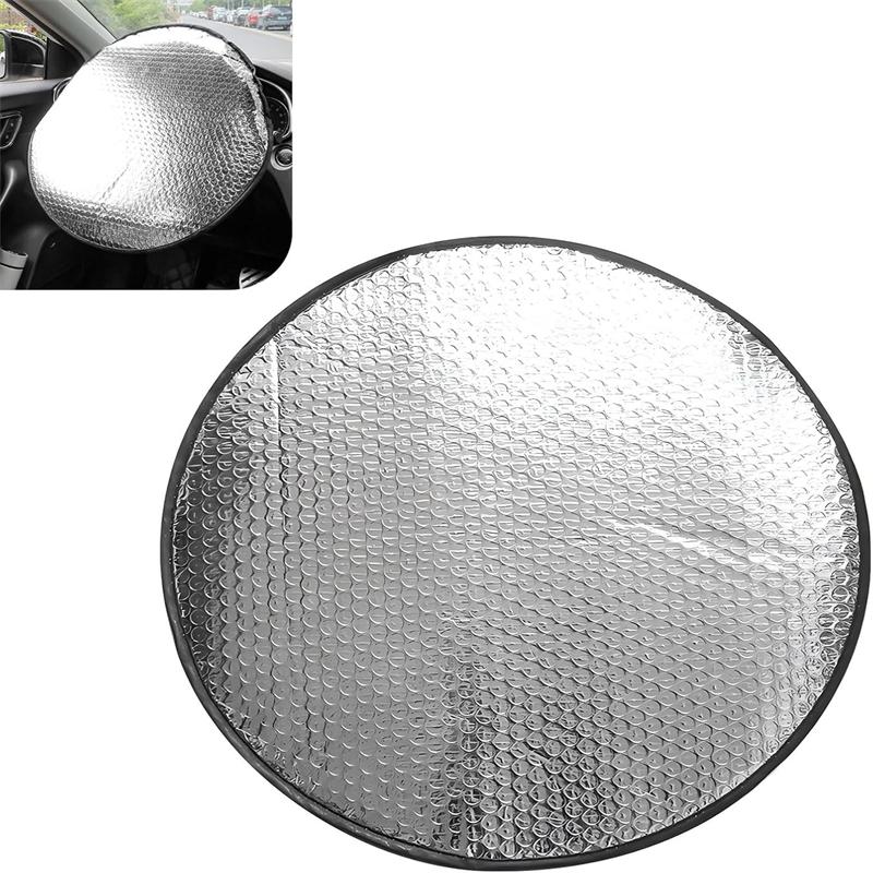 Car Steering Wheel Sun Shade Double Thick Sun Protection Foldable Anti-uv Sunscreen Car Supplies Car Steering Wheel Cover Silver