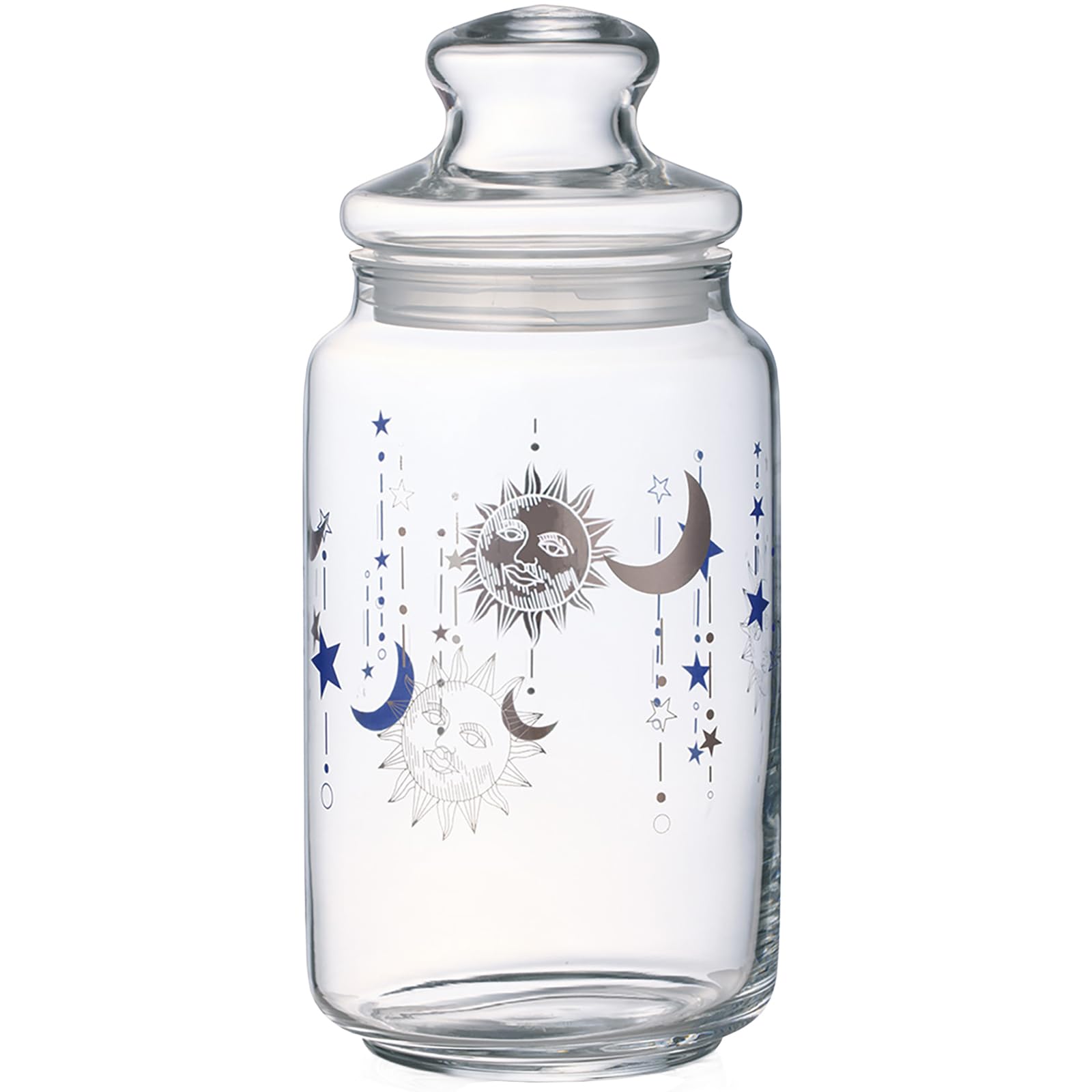 

Otsuka Glass Celestial Canister, Glass Storage Container with Lid, Approx. 10cm, Lien Platinum, Transparent, Made in Japan, 46P110