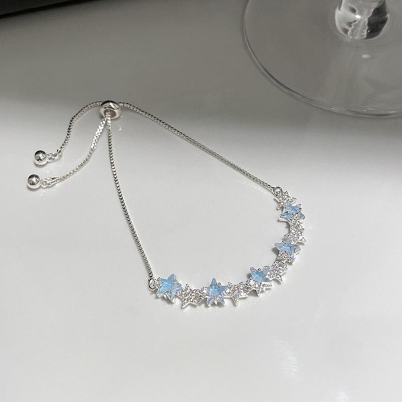 Adjustable Shiny Star Bracelet Colorful Zircon Crystal Wrist Jewelry for Women Graduation Gift