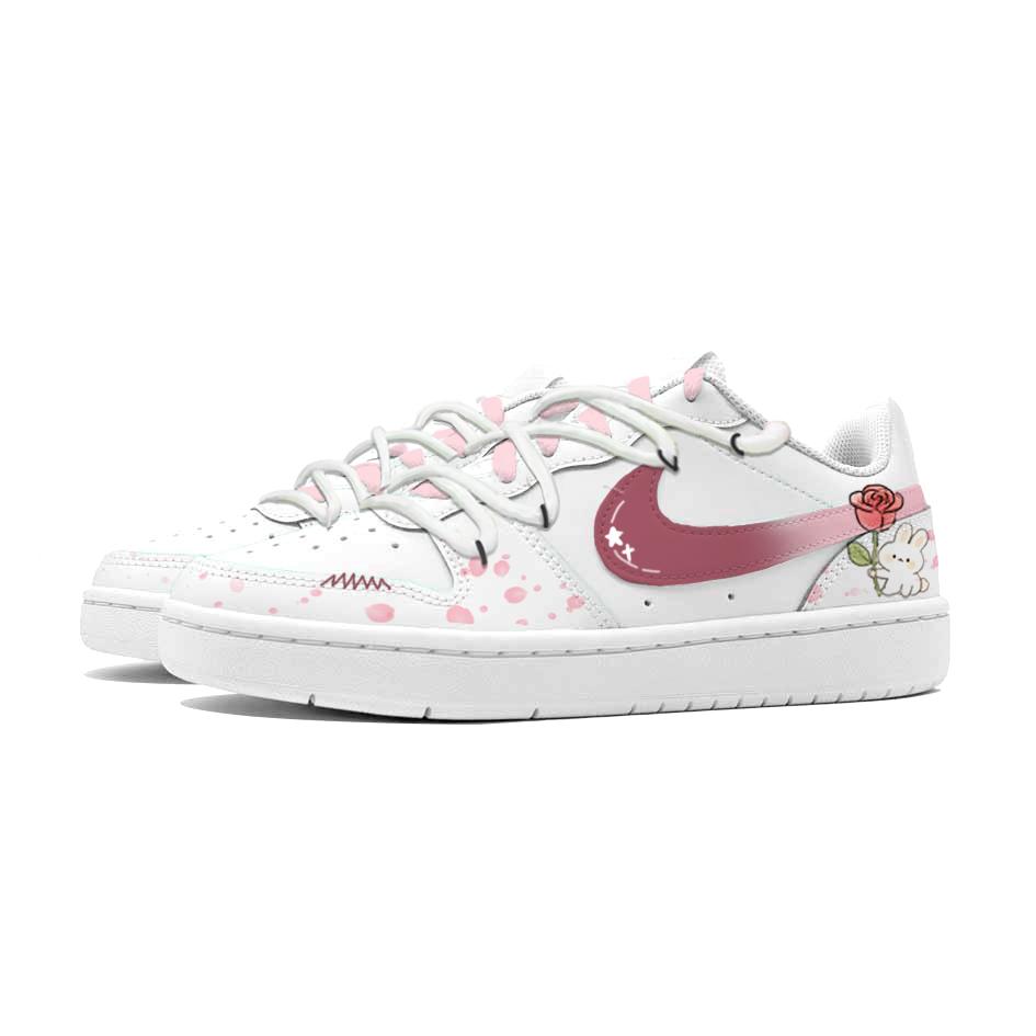 Nike Court Borough Pink Mist Sweet Rabbit Slip Resistant Cushioning Abrasion Resistant Low Top Skateboard Shoes Women's DV5456-106(Team617-)