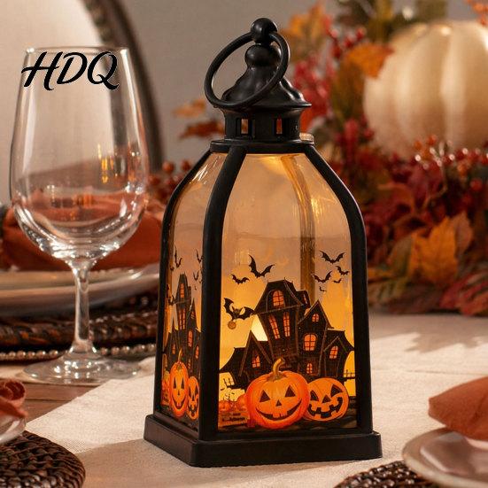 Halloween Decorations Candle Lantern, Decorative Spooky Witch Skeleton Pumpkin Tabletop Decoration Light for Haunted House, Front Porch, Gothic