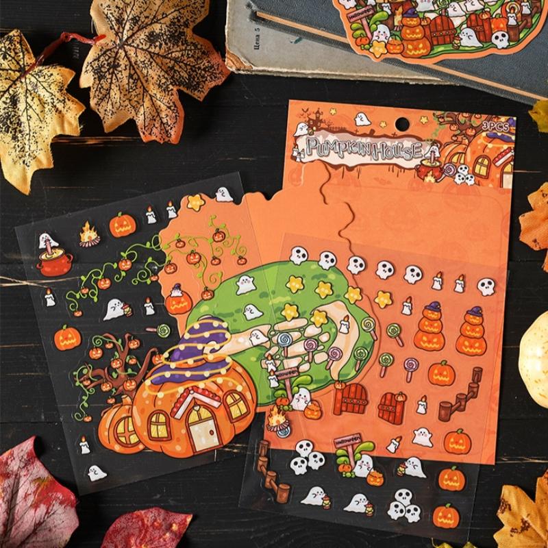 Cartoon Exquisite Halloween Three-Dimensional DIY Decoration Stickers Landscaping Handbook Stickers Cute Creative Stickers