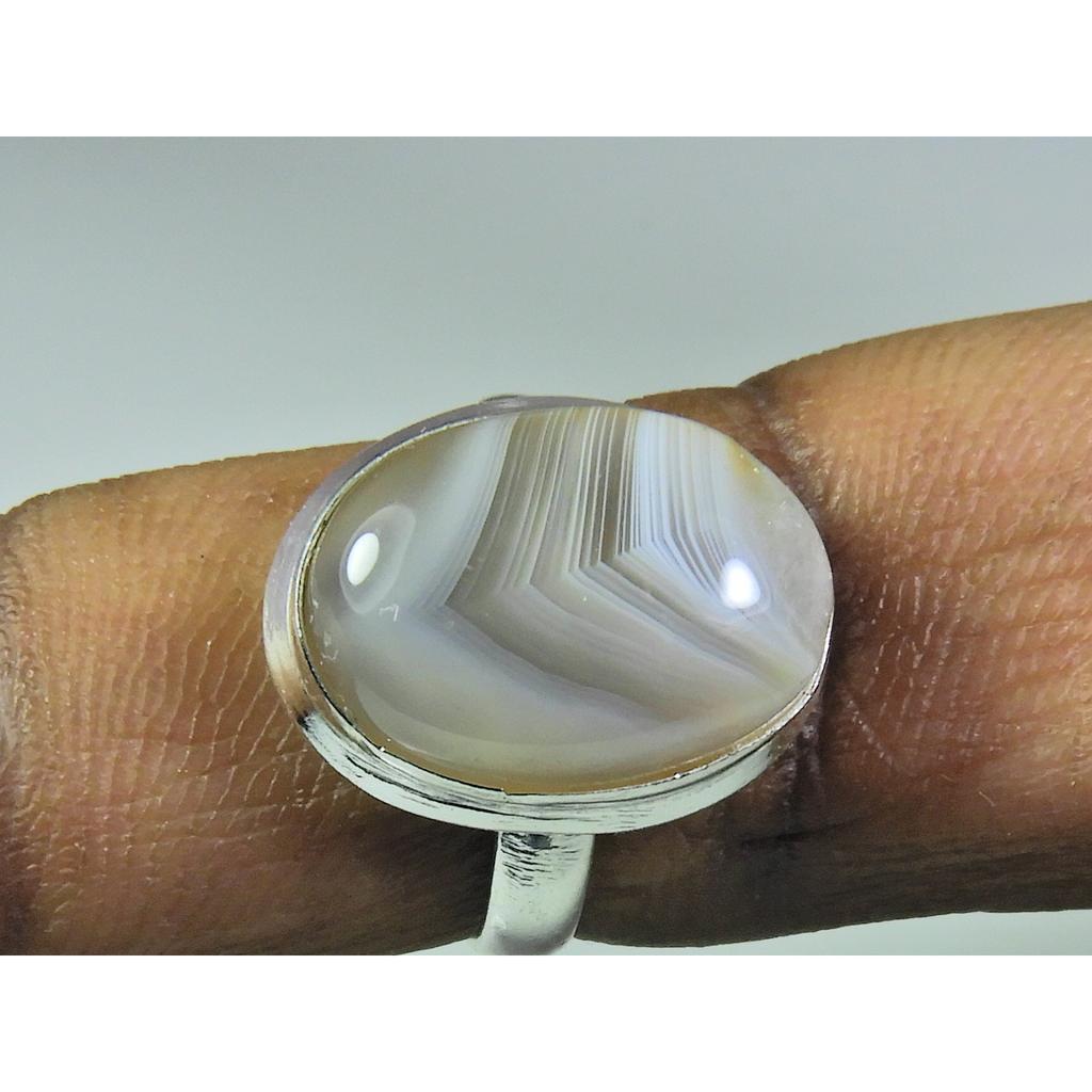 Natural Botswana Agate 925 Solid Sterling Silver Ring Size US-7 PG-180