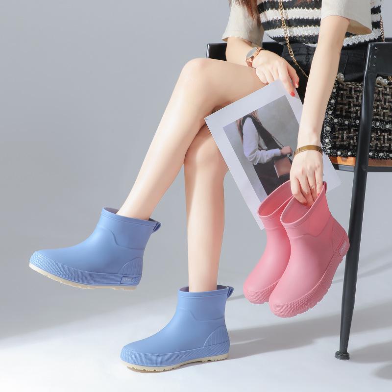 Women's Non-Slip Short Ankle Rain Boots - Summer Rubber Shoes for Outdoor, Student, or Kitchen Use