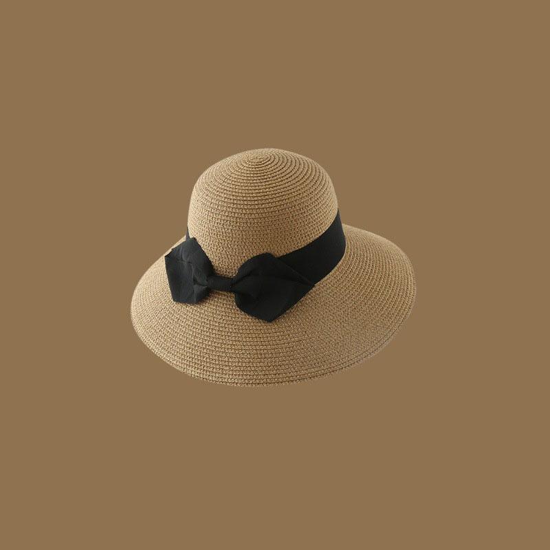 Fashion Ins Net Red Summer Outing Large Brim Sun-shading Beach Sun Hat Korean Version of The Obvious Face Small Straw French Straw Hat Female