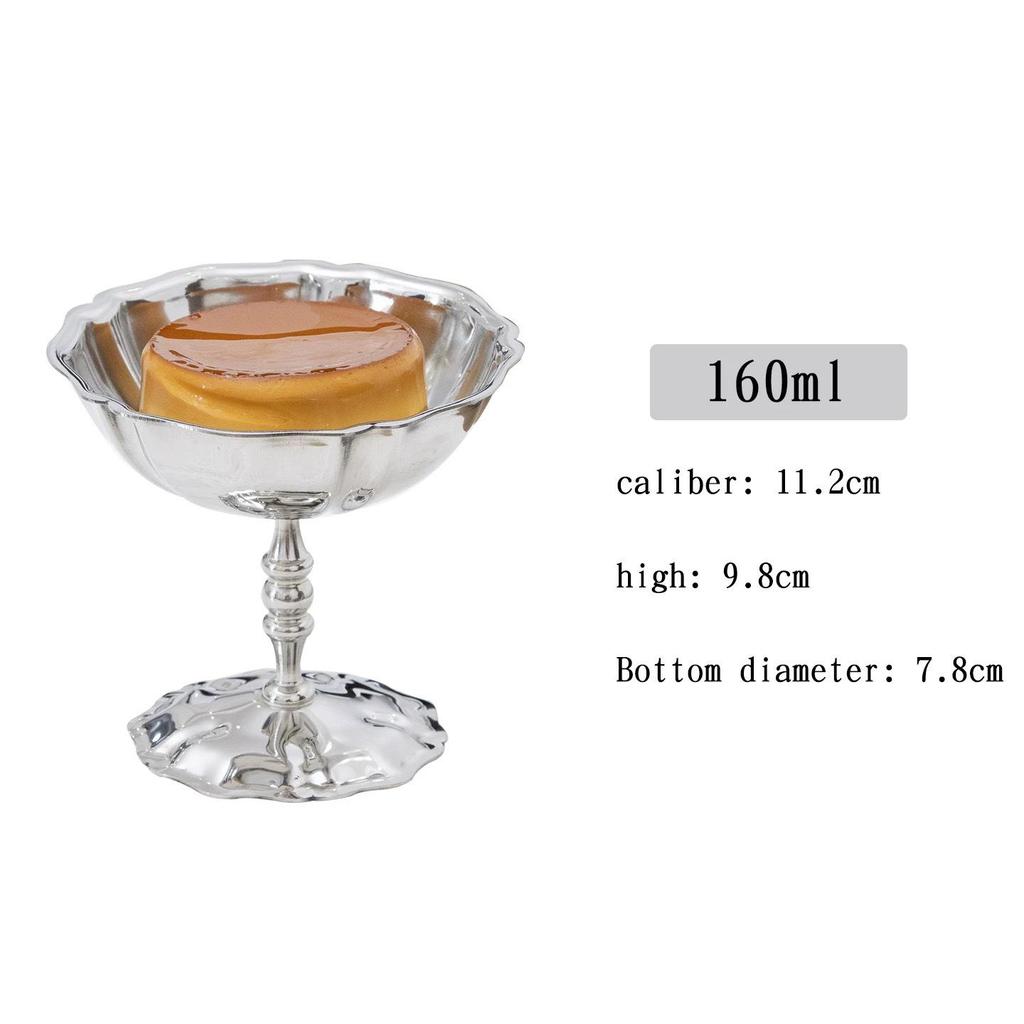 Premium 304 Stainless Steel High-Footed Dessert Cups: Ideal for Pudding, Snack Plates, Ice Cream, and Coffee.