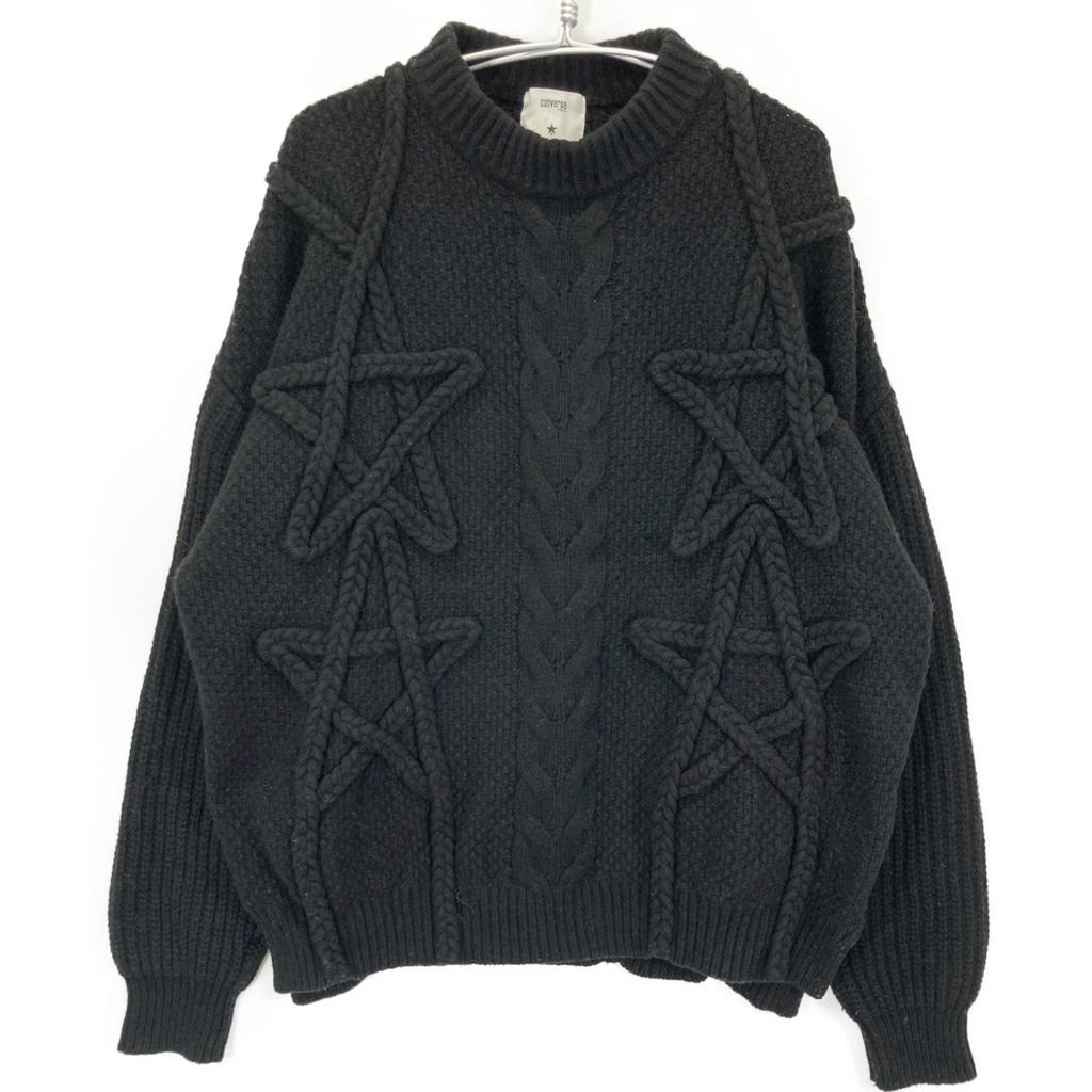 Converse [x CLANE] A2888ZKSW106 Black Lambswool Star Motif 3D Pullover Knit Tops M blackUsed
