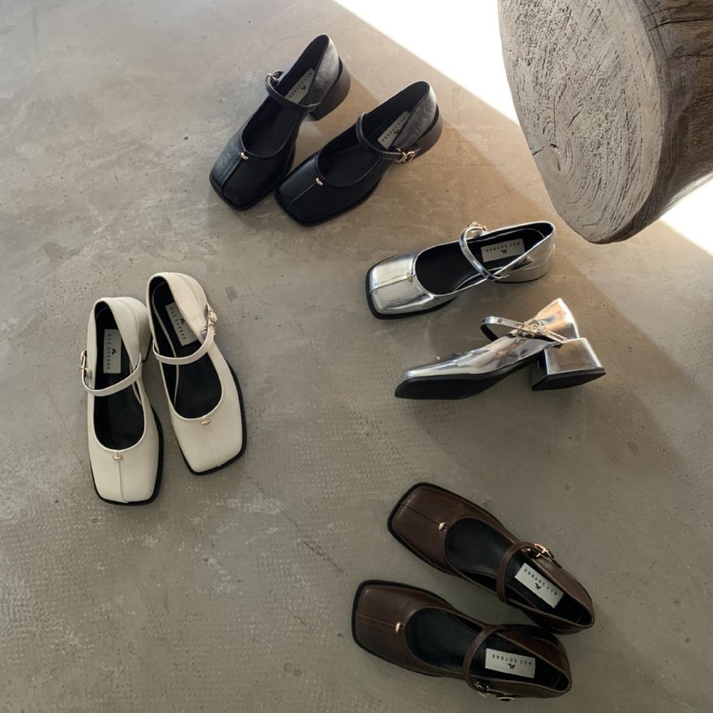 2025 spring and autumn new fashion versatile French thick heel high heels women's shoes square head evening single shoes Mary