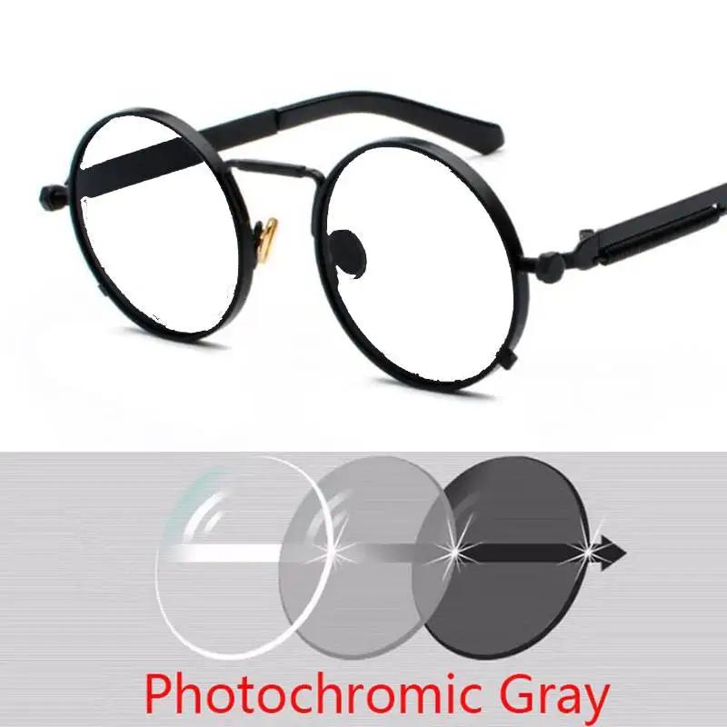 SPH -0.25 -0.5 -1.0 to -6 New Punk Sunglasses Women Round Metal Night Vision Sun Glasses Vintage Men New Spring Glasses Uv400