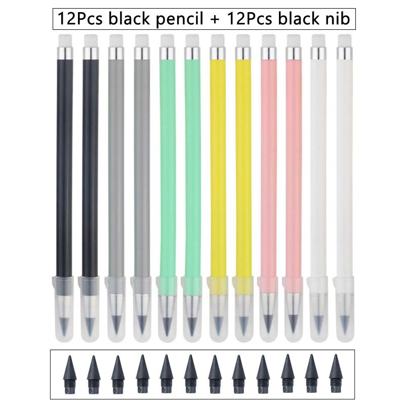 12 Color Pencil Collection Adorable Drawing Pencil Refill Unlimited Writing Pencils Eternal Erasable Pencil Pens for School Art Supplies