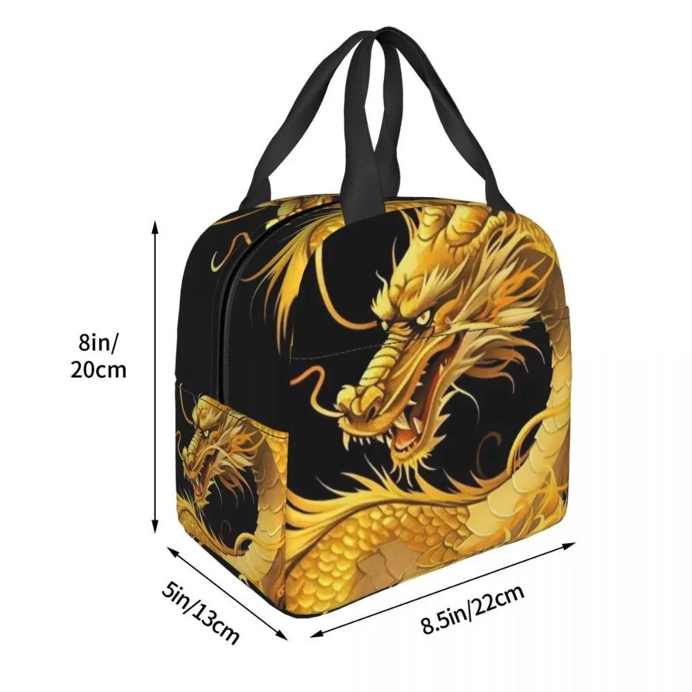 Golden Dragon Pattern Insulated Lunch Bag for Kids School Cooler Thermal Food Box Tote Portable Lunch Boxes Container