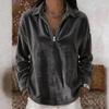 Retro Corduroy Lapel Zipper Long Sleeve - Autumn Casual
