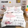 Ballerina Girls Duvet Cover King Size Princess Comforter Microfiber Dancing with Swans Pattern Quilt Cover Set