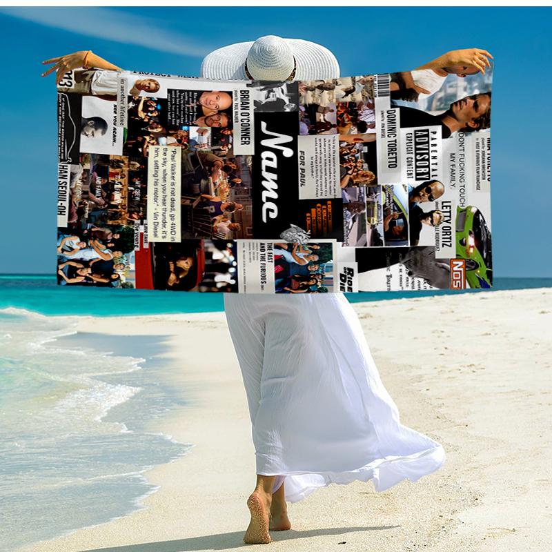 Custom Name Ultra-Soft Beach Towel with Fast & Furious Theme,Ideal for Pool - Camping, Diving - Perfect Travel Essential, Vibrant Beach Towel.