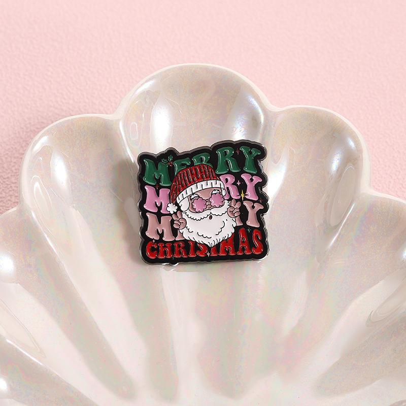 Santa Claus Delivering Gifts Enamel Pins Custom Halloween Brooches Lapel Badges Clothes Funny Jewelry Gift for Kids Friends