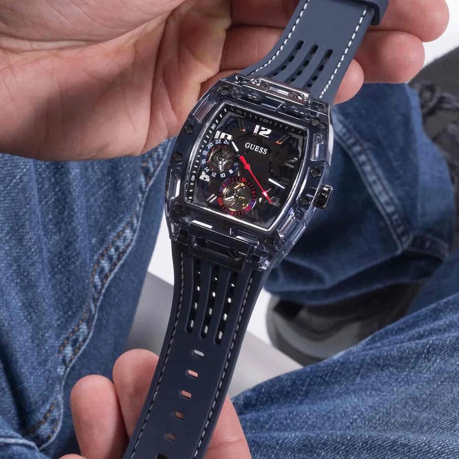 Guess Watches for Men - Blue Navy Chronograph Watch Band, Multifunction Quartz Watches Male, Ideal for Daily Wear & Gifting GW0499G1