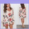 Elegante Plus Size Dames Boho Bloemige Blouse met Lange Mouwen Baggy Tops Voor Moeiteloze Stijl