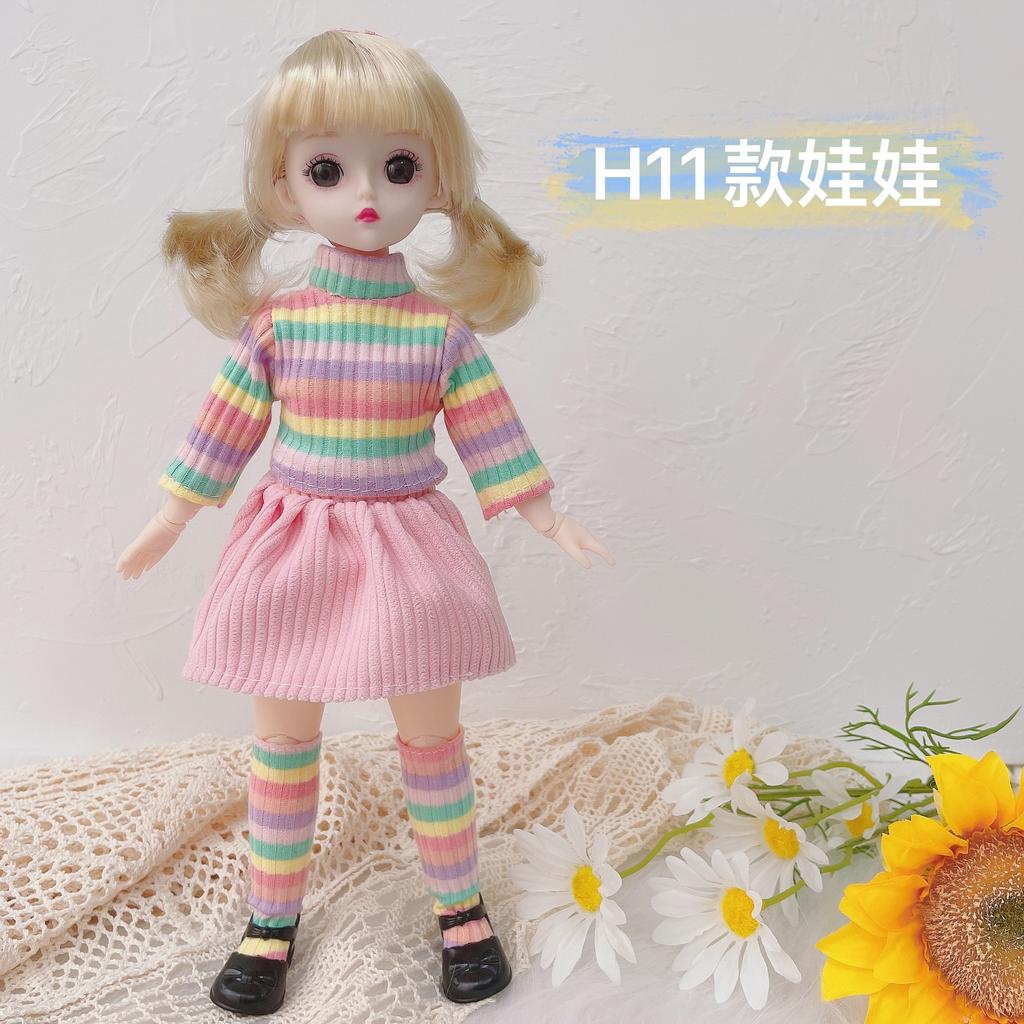 30cm 23 Joint 3D Real Eye 6 Points BJD Doll Princess Dress Up Girl Play House Toy