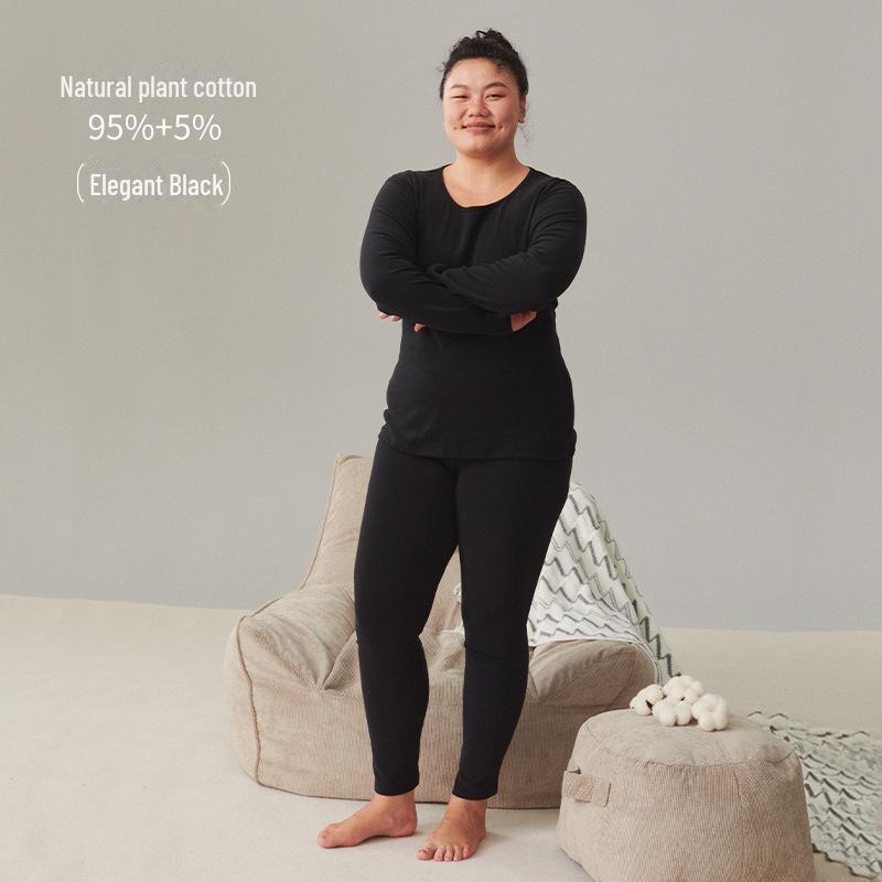 

Women s Pure Cotton Velvet Thermal Underwear Set - Thick, Large Size, Round Neck, Double-Brushed for Winter Comfort. XXL