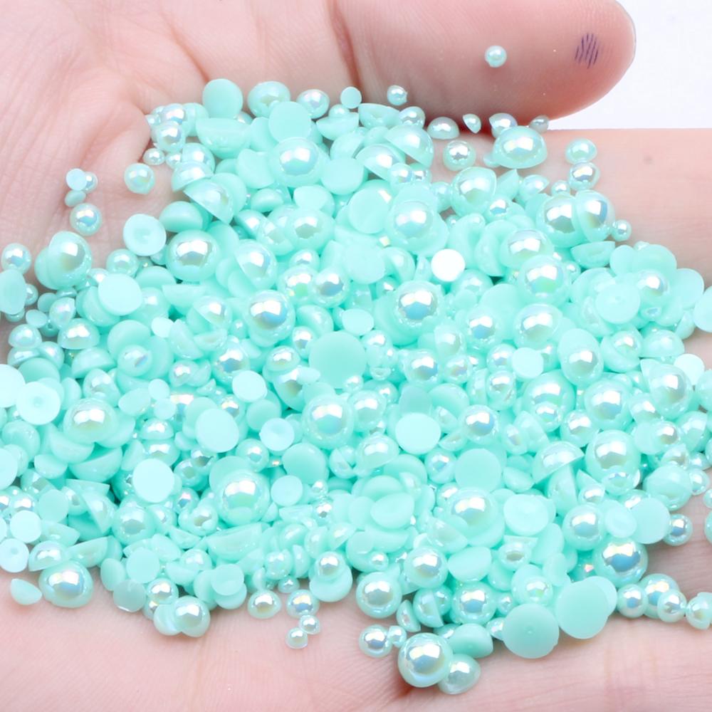 Resin Half Round Flatback Beads 2-6mm Mix Size Glue on Loose Rhinestones for Clothes Dresses DIY Crafts Scrapbook Decoration