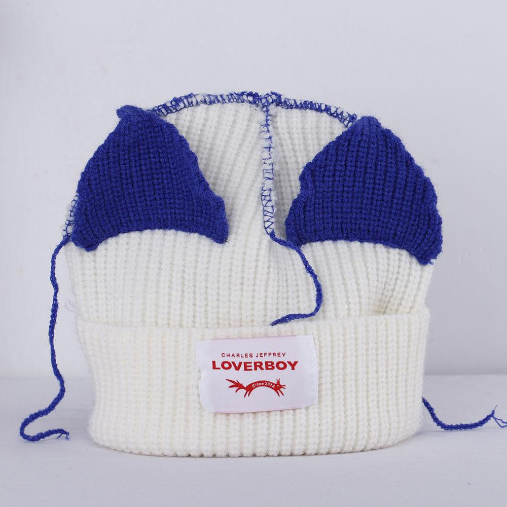 New Handmade Crocheted Ice Strip Mixed Color Cat Ear Braid Hat Adult Pullover Hat