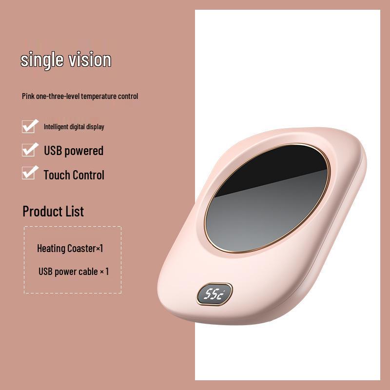 USB Adjustable Temperature Heating Coaster Set - 55°C Warm Cup Insulation Pad Gift
