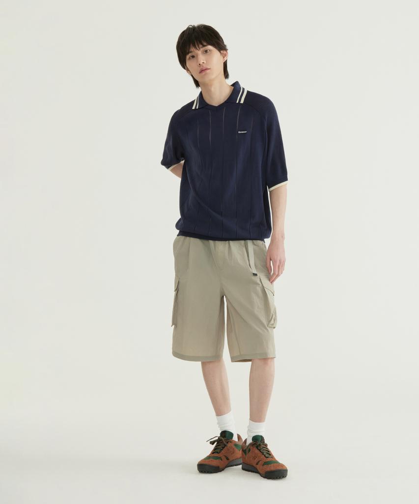 COVERNAT Skipper Collar Half Knit Green