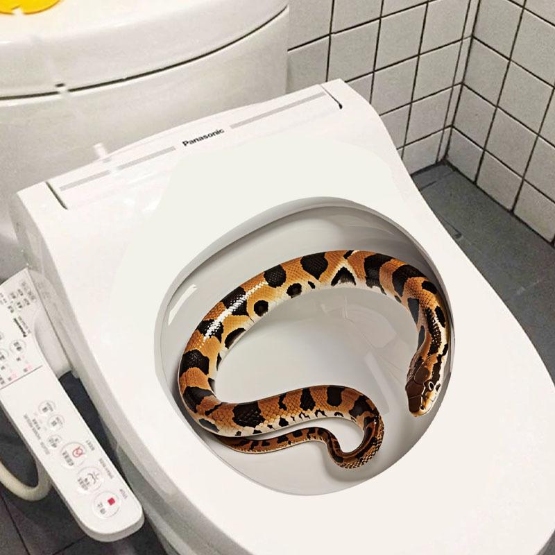 Cartoon Toilet Snake Wall Sticker Toilet Sticker Decoration Bathroom Toilet Toilet Self-Adhesive Painting