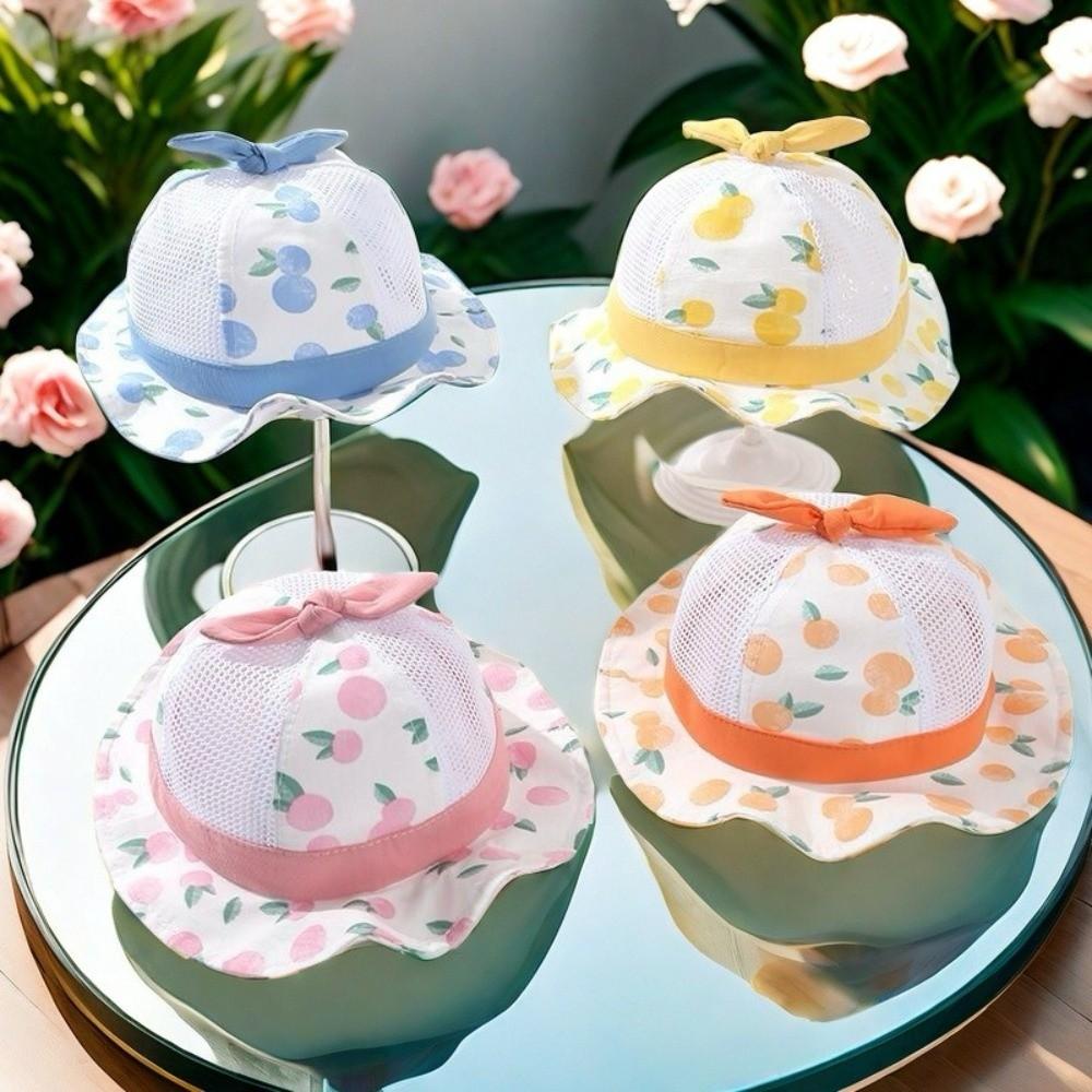 Wide Brim Baby Bucket Hat Fruit Print Panama Cap New Fisherman Cap  Summer