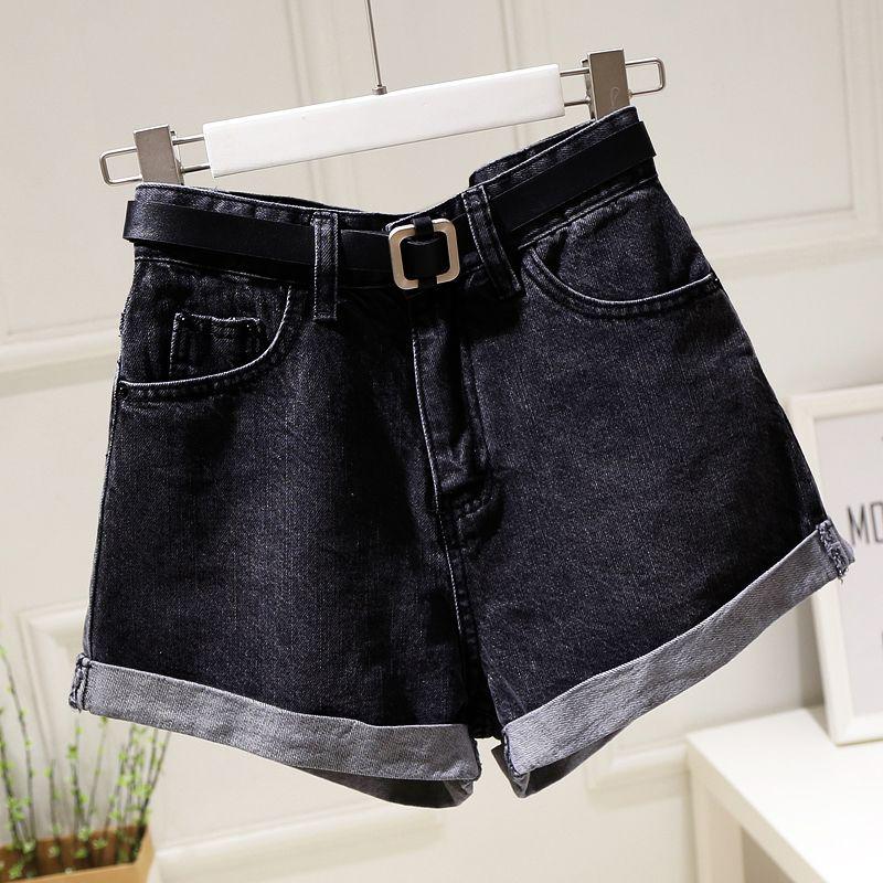 Women's High-Waisted Floral Denim Shorts: Versatile, Slimming, Loose Fit, Rolled Hem, A-Line, Wide-Leg, Trendy Summer Hot Pants.