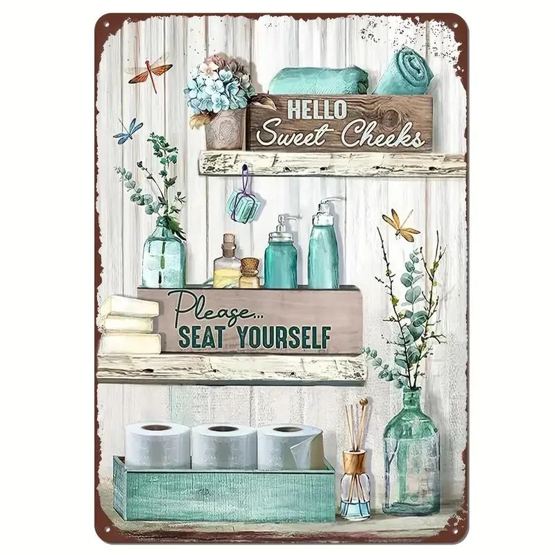 1pc Vintage Bathroom Metal Sign  Tin Sign , Wall Decor For Home Bathroom Toilet, 8x12 Inches
