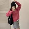 Candy-colored hooded pullover sweater for women's outerwear autumn and winter new lazy style loose and versatile casual knitted sweater top