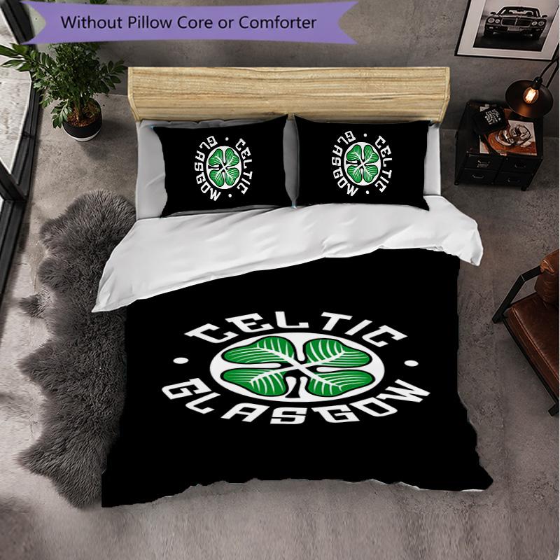 Celtic FC 3 Piece Bedding Set Soft Duvet Cover Set with Pillowcases Printed Bedroom Decor Set for Home