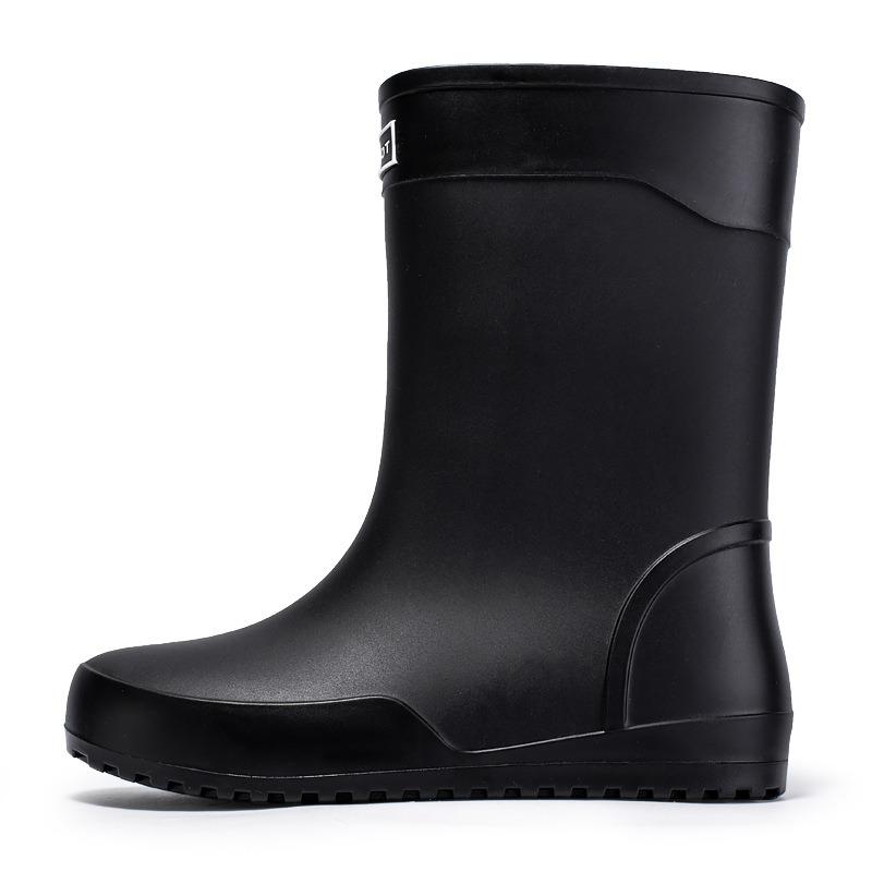 High-end medium tube flat-soled rain shoes men's closure plus fixed cotton lint winter velvet rain boots size waterproof glue shoes