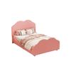 Lit enfant - MUVOE - 90 x 200 cm - Velours rose doux - Cadre en bois robuste - Design nuage