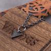 "Algiz"Rune Iron Color Viking Spear Pendant Necklace with Stainless Steel Chain As Men Gift with Wooden Box