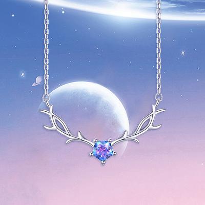 Starry Deer Yilu Road with You Necklace Women's Japanese and Korean Simple Trendy Student Forest Five-Claw Antler Pendant