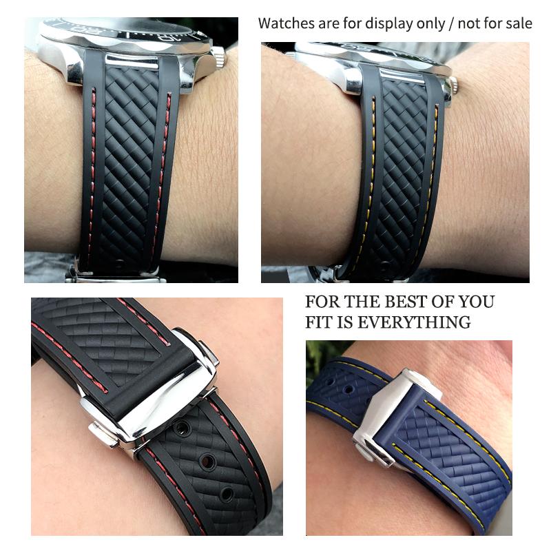 New Curved End Soft Watchband for Omega Aqua Terra 150 18mm 19mm 20mm Black Green Yellow Colorful Rubber Silicone Watch Strap