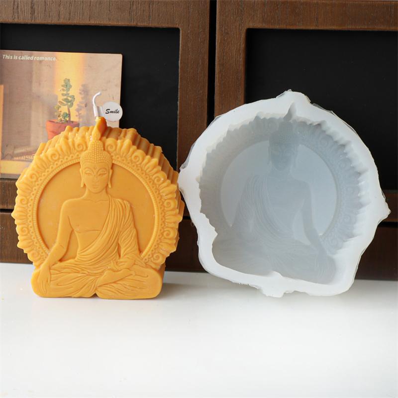3D Guanyin Buddha Statue Candle Silicone Mold DIY Handmade Abstract Meditation Tathagata Buddha Mold Gypsum Making Home Decor